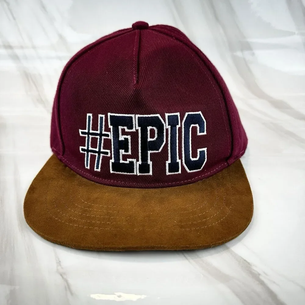 The Children's Place #Epic Snapback Ball Cap Burgundy Brown Suede Bill L/XL 8+